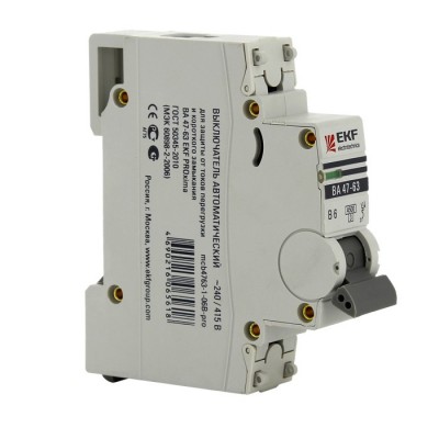 Автоматический выключатель EKF Proxima ВА 47-63 1P 4,5 кА 40А С