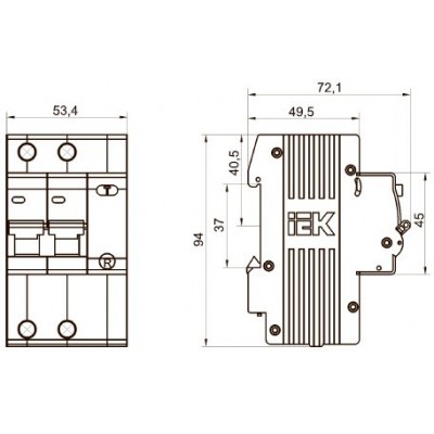 Автоматический выключатель дифференциального тока IEK АД12 2Р 25А 10мА