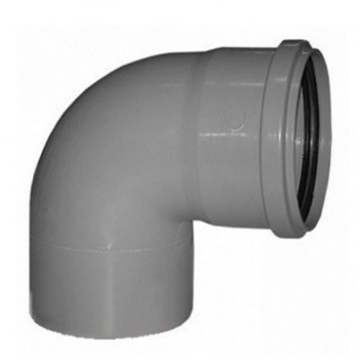 Отвод канализационный ПП Ду 110 мм 90 градусов с кольцом
