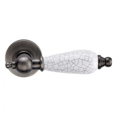 Ручка дверная Archie Genesis Redondo черненое серебро/фарфор слоновая кость