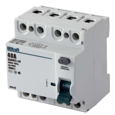Выключатель дифференциального тока DEKraft УЗО-03 4п 40А 30мА тип AC 6кА
