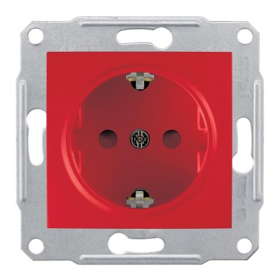Механизм розетки Schneider Electric Sedna SDN3000341 одноместный с заземлением и защитными шторками красный