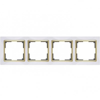 Рамка четырехместная Werkel Snabb WL03-Frame-04-white-GD белая/золото
