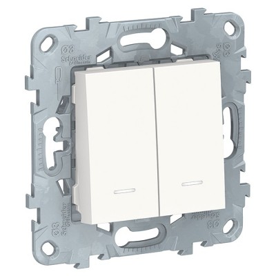 Механизм выключателя Schneider Electric Unica New NU521118N двухклавишный с индикатором белый