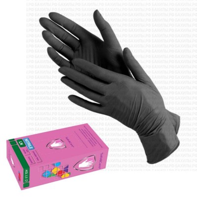 Перчатки Safe&Care нитриловые, размер XS, черные, 100шт.