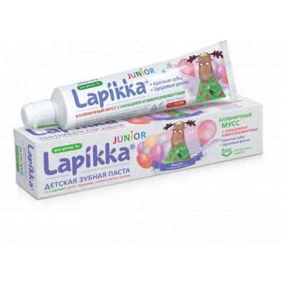 Зубная паста Lapikka Клубничный мусс с кальцием и микроэлементами 74г