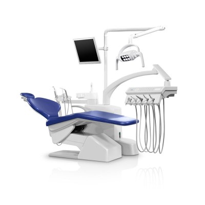 Стоматологическая установка Siger S30 с передвижным блоком врача, под вакуумную помпу, цвет небесно-голубой